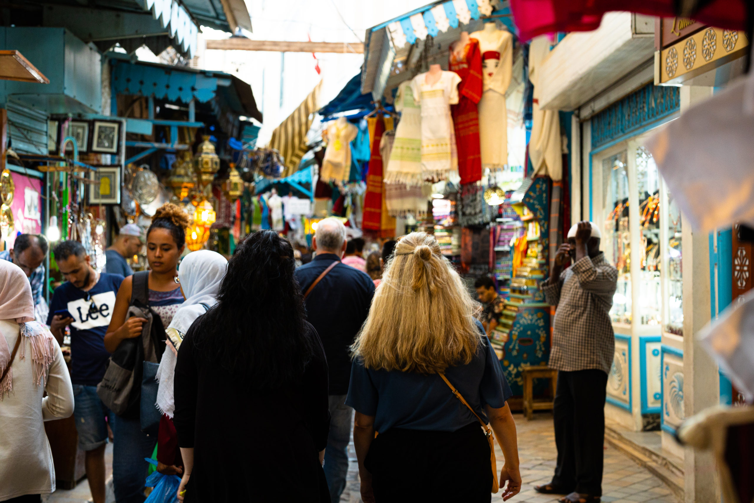 Stella Harvey, left, and Carolyn Neilsen, right, observe the Medina in downtown Tunis. // Photo courtesy of Jacob Carver