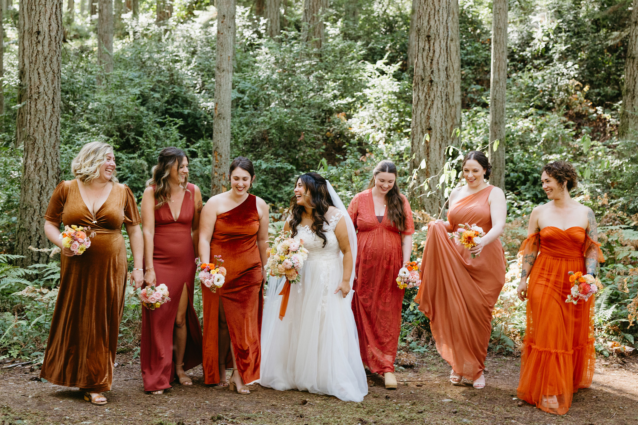 Marya (Purrington) Lou and her bridesmaids from left: Allison, Halee, Lindsey Otta Zachary (WWU 2011), Marya (WWU 2012), Fiona Lazare (WWU 2012), Chelsey and Carlee Donnelly Mise (WWU 2011). // Photo courtesy of Janette Casolary (WWU 2010)