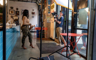 Sophia Beach filming for FOX 13 Seattle. // Photo courtesy of Sophia Beach