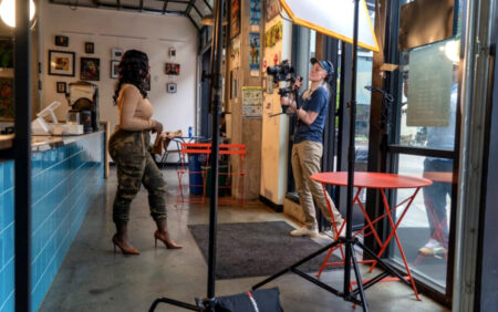 Sophia Beach filming for FOX 13 Seattle. // Photo courtesy of Sophia Beach